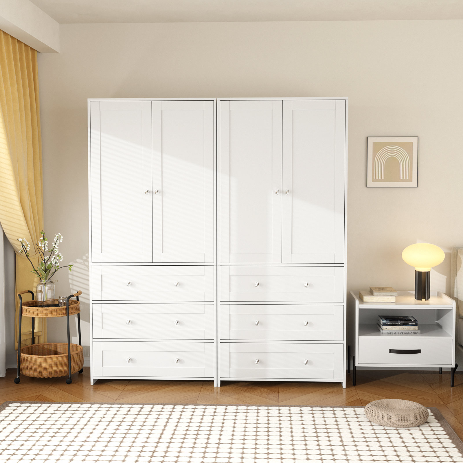 Latitude Run® Sandrea 4-Door Armoire with Mirror and 6 Drawers
